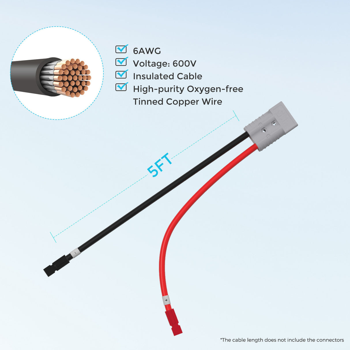Renogy 5FT 6AWG Anderson Adapter Cable(Anderson PP75 - Anderson SB120)