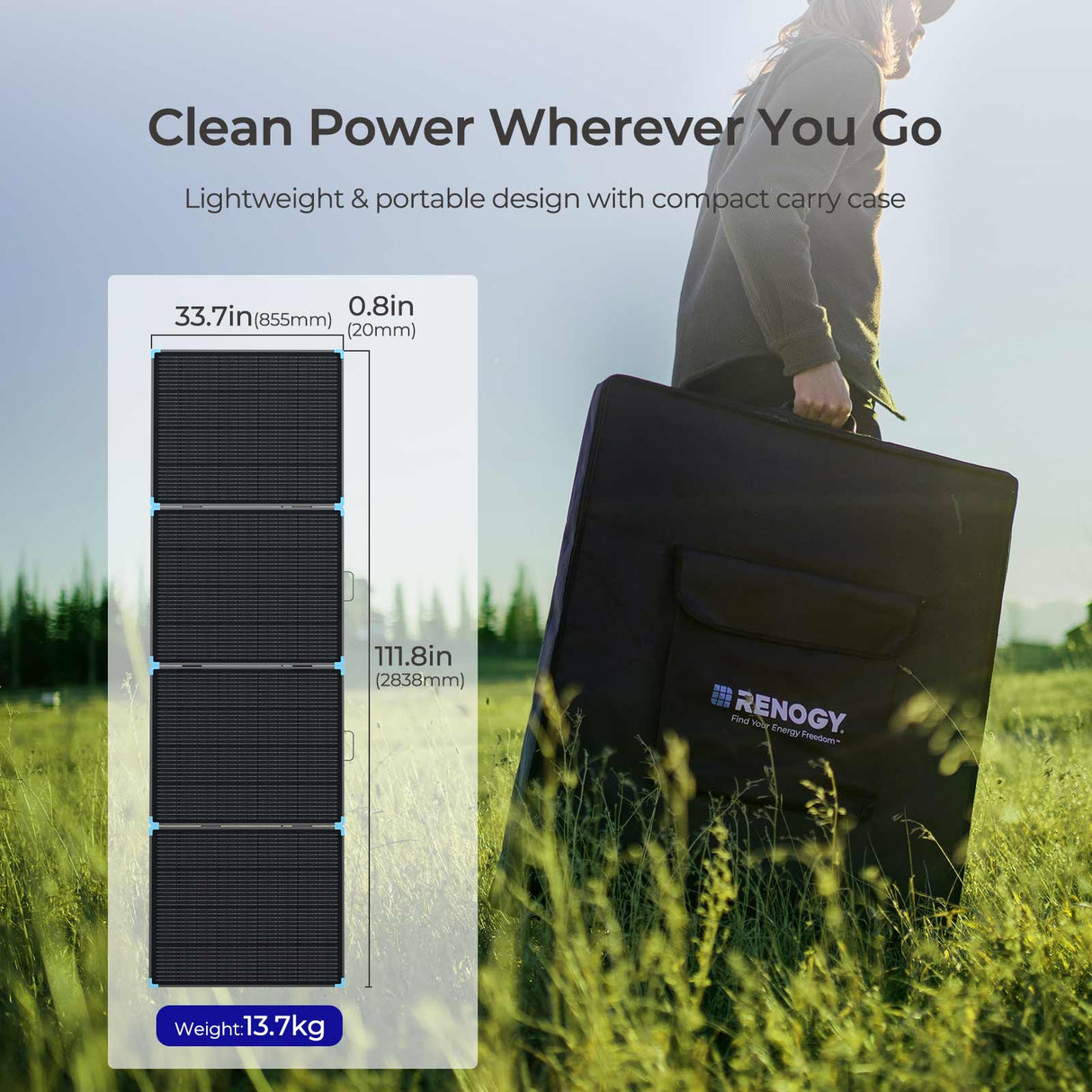 Lightweight Portable Solar Suitcase 400W / 300W / 220W / 100W