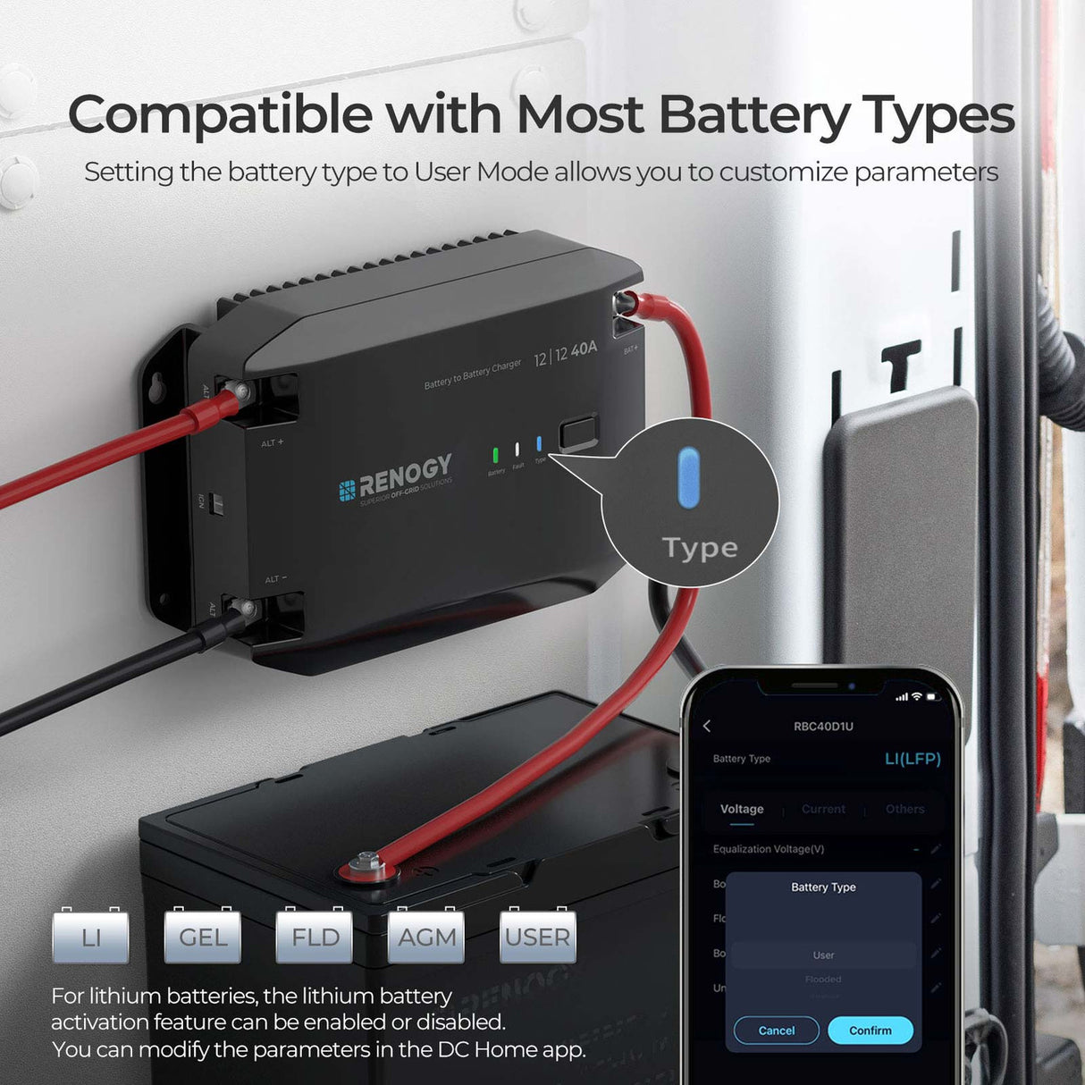 12V 40A DC to DC Battery Charger