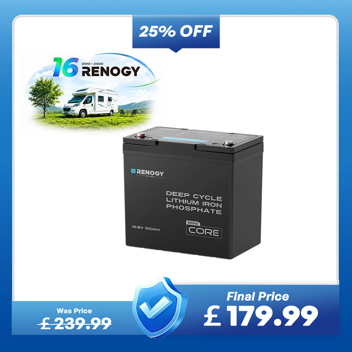 Core Mini- 12.8V 100Ah Lithium Iron Phosphate Battery