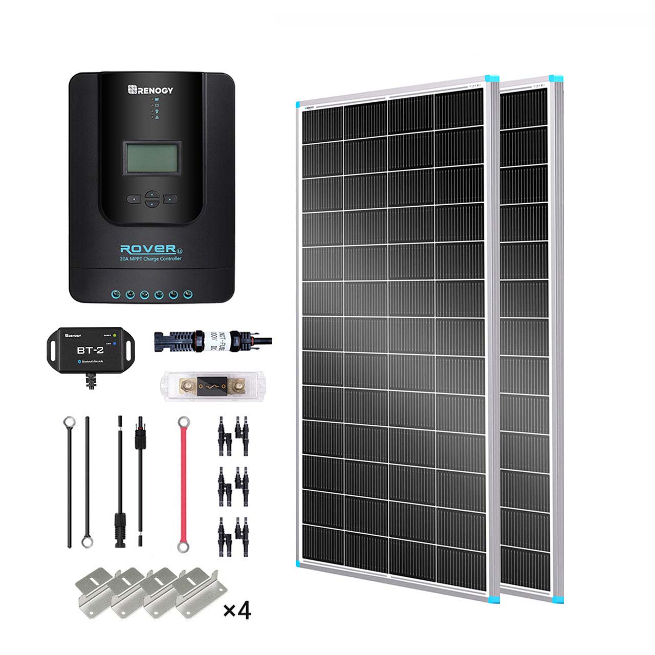 400W 12V/24V Monocrystalline Solar Premium Kit w/Rover 40A Charger Controller