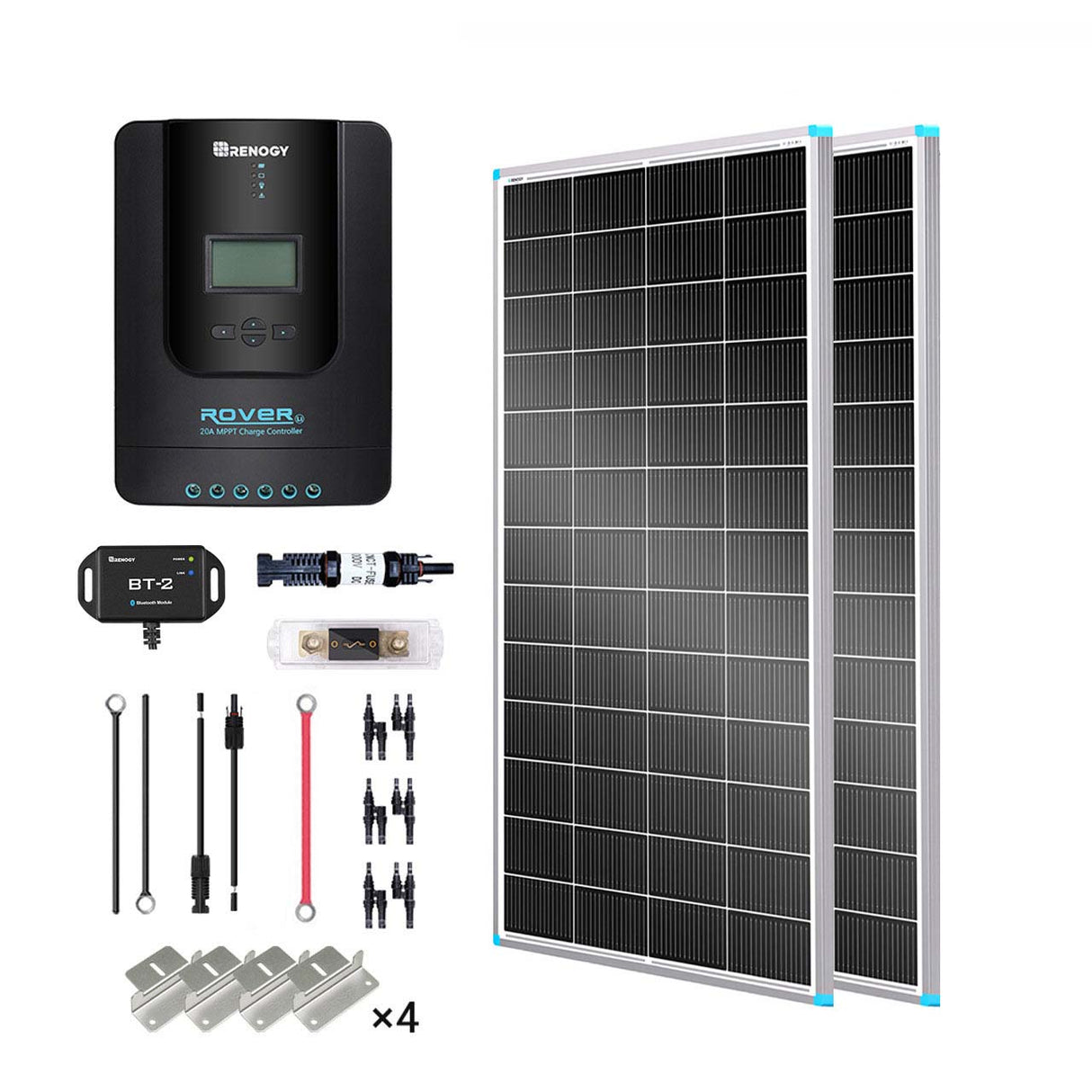 400W 12V/24V Monocrystalline Solar Premium Kit w/Rover 40A Charger Controller