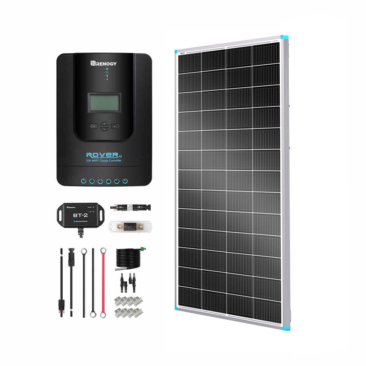 200W 12V/24V Monocrystalline Solar Premium Kit w/Rover 20A Charger Controller