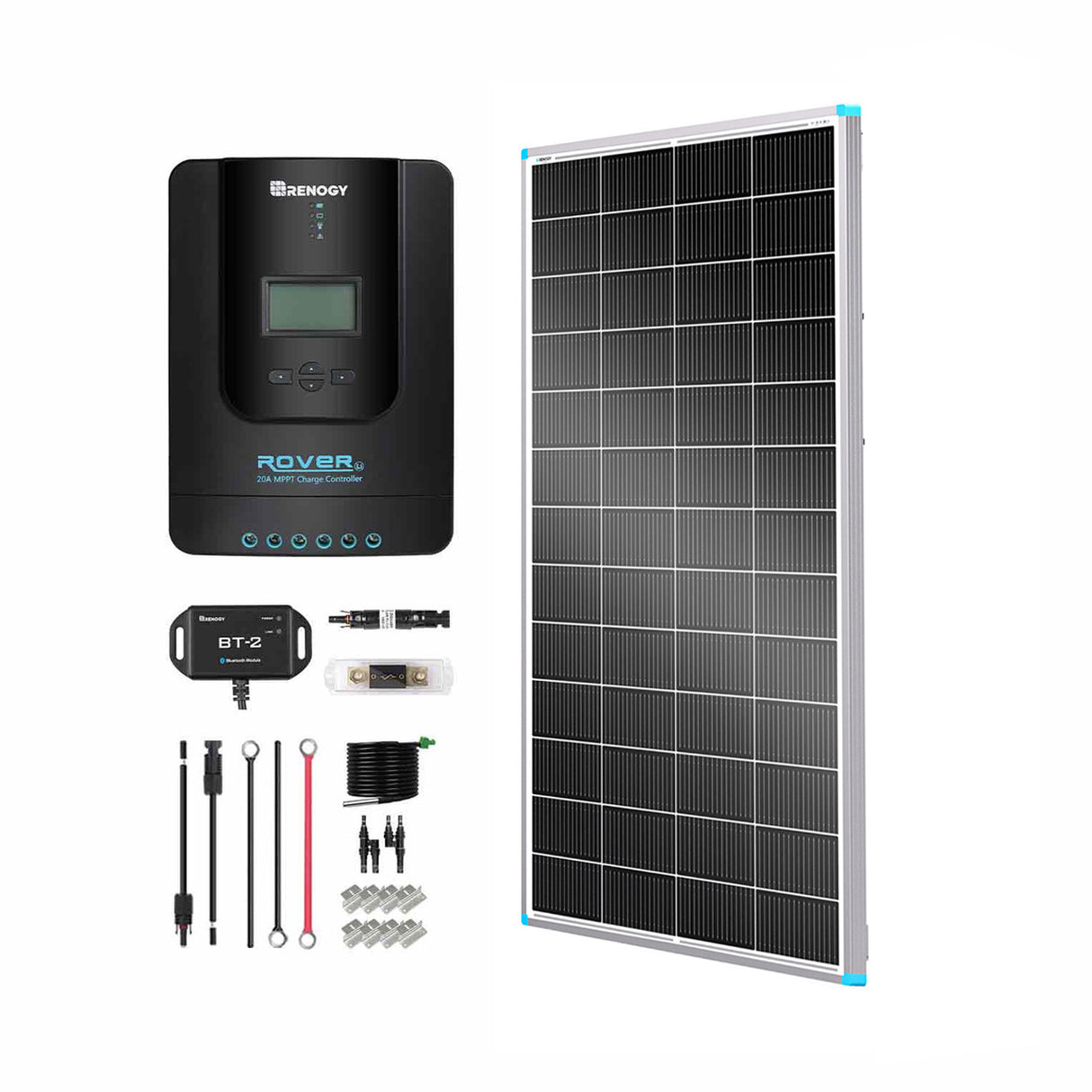 200W 12V/24V Monocrystalline Solar Premium Kit w/Rover 20A Charger Controller