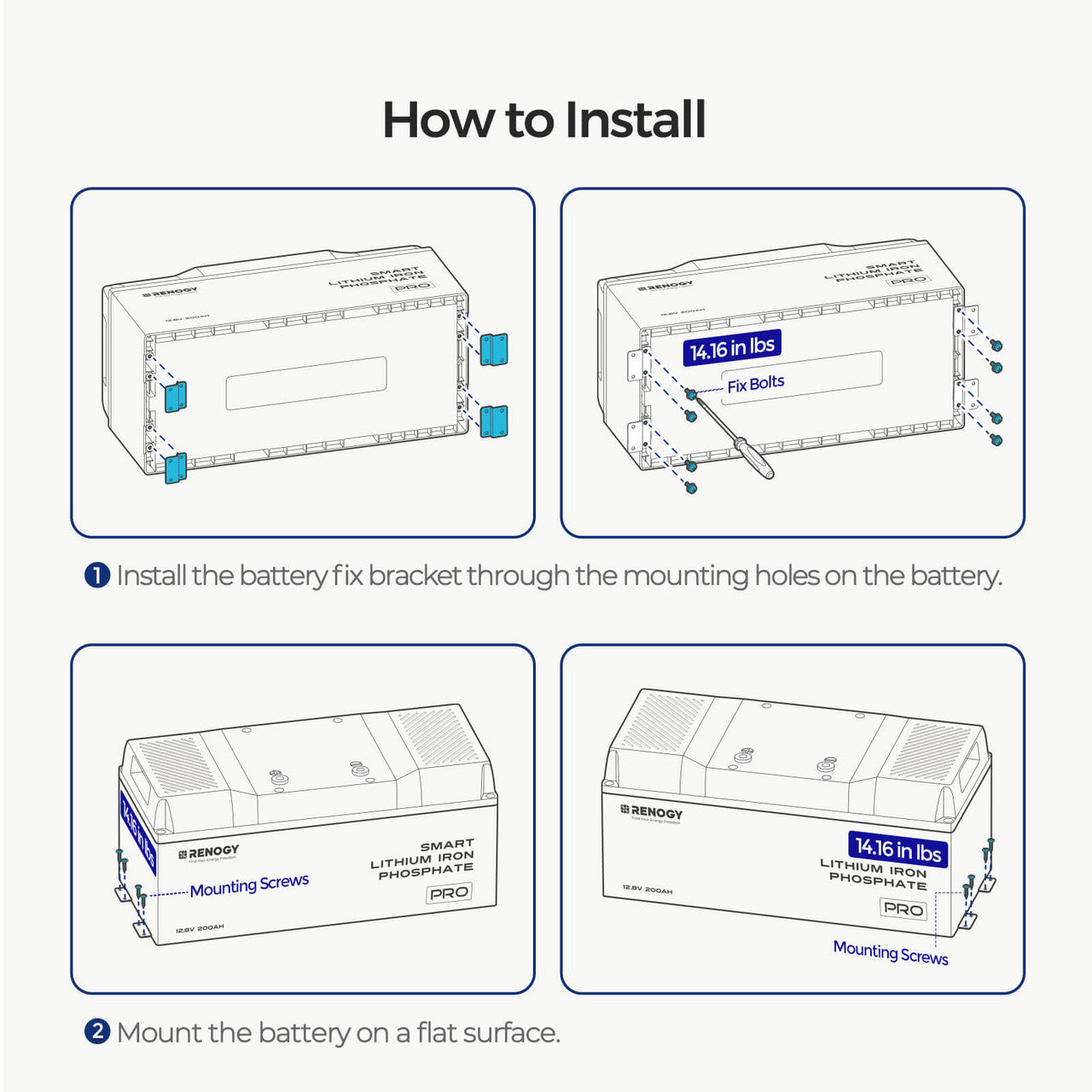 Mounting Brackets for 12V 100Ah Pro LiFePO4 Batteries
