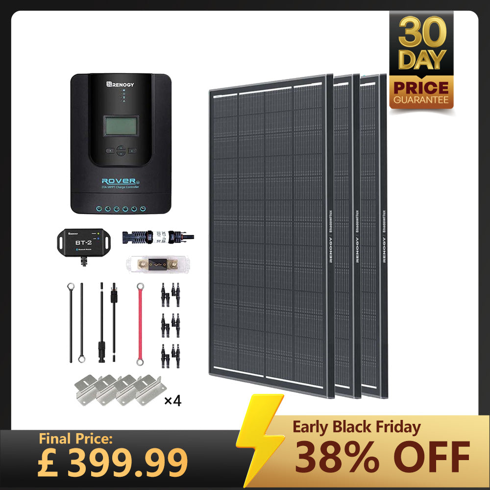 300W/360W 12V/24V Monocrystalline Solar Premium Kit w/Rover 40A Charger Controller