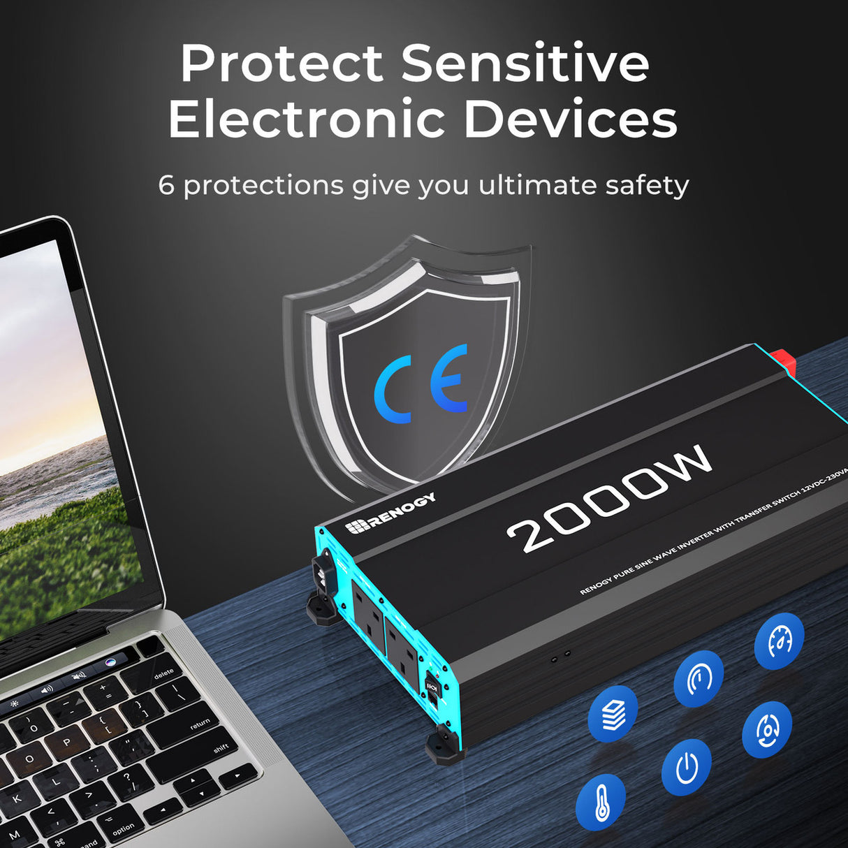 2000W 12V Pure Sine Wave Inverter Protect Sensitive Electronic Devices