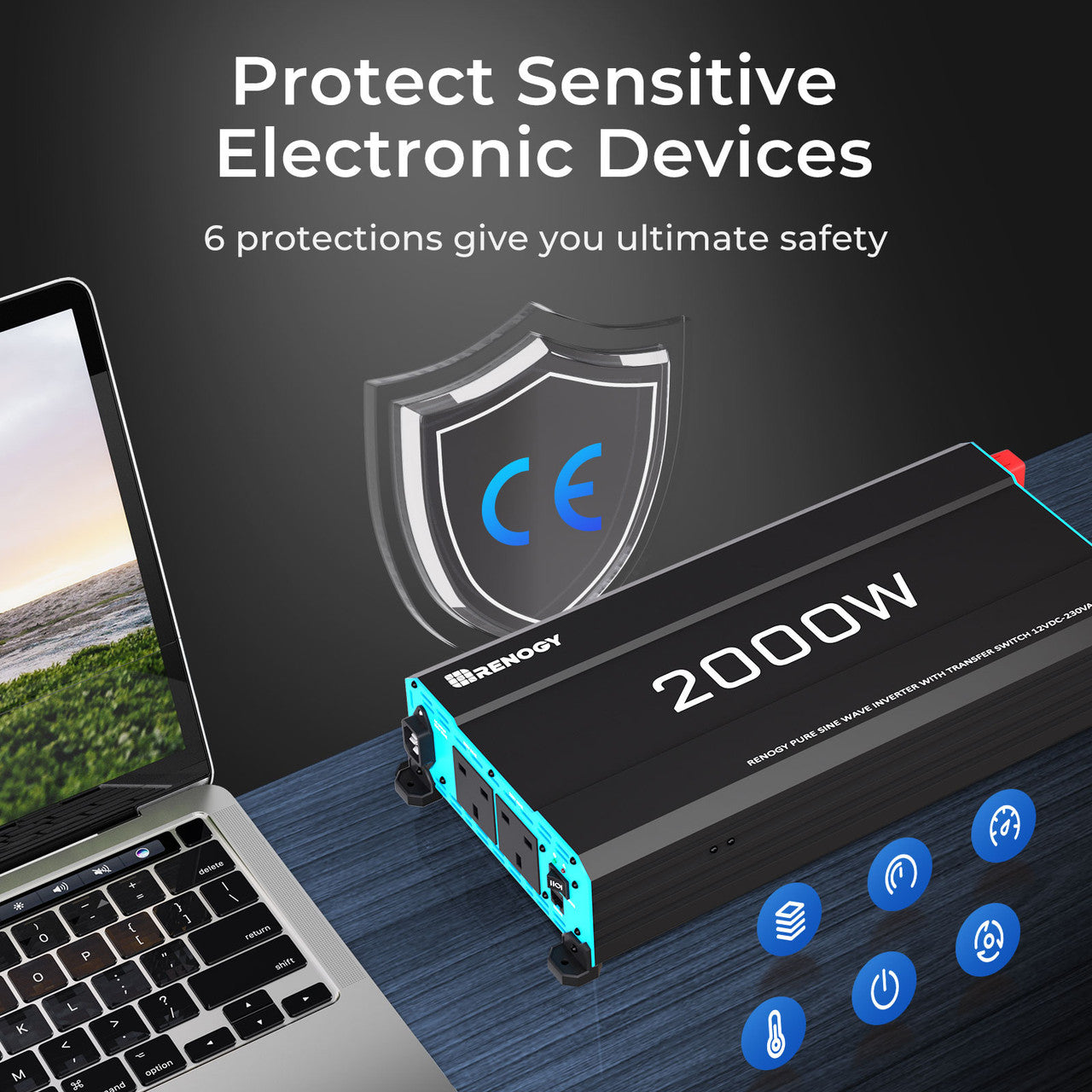 2000W 12V Pure Sine Wave Inverter Protect Sensitive Electronic Devices