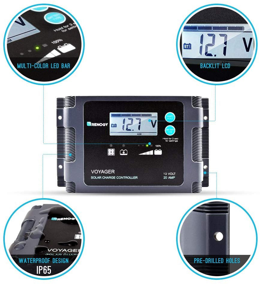 100 Watt 12 Volt Mono Foldable Portable Solar Suitcase with Voyager Waterproof Charge Controller