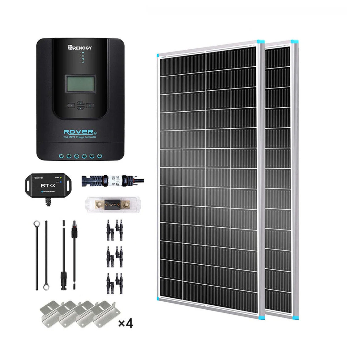 400W 12V/24V Monocrystalline Solar Premium Kit w/Rover 40A Charger Controller