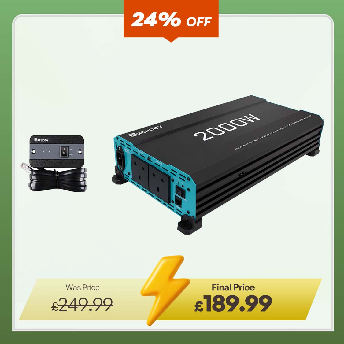 Pure Sine Wave Inverter 12V to 230V with UPS Backup 1000W / 2000W / 3000W