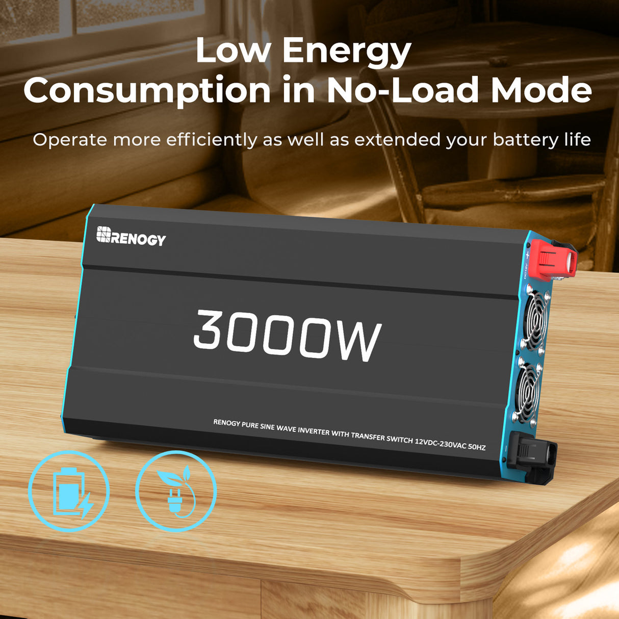 3000W 12V to 230V/240V Pure Sine Wave Inverter Consumption in No-Load Mode