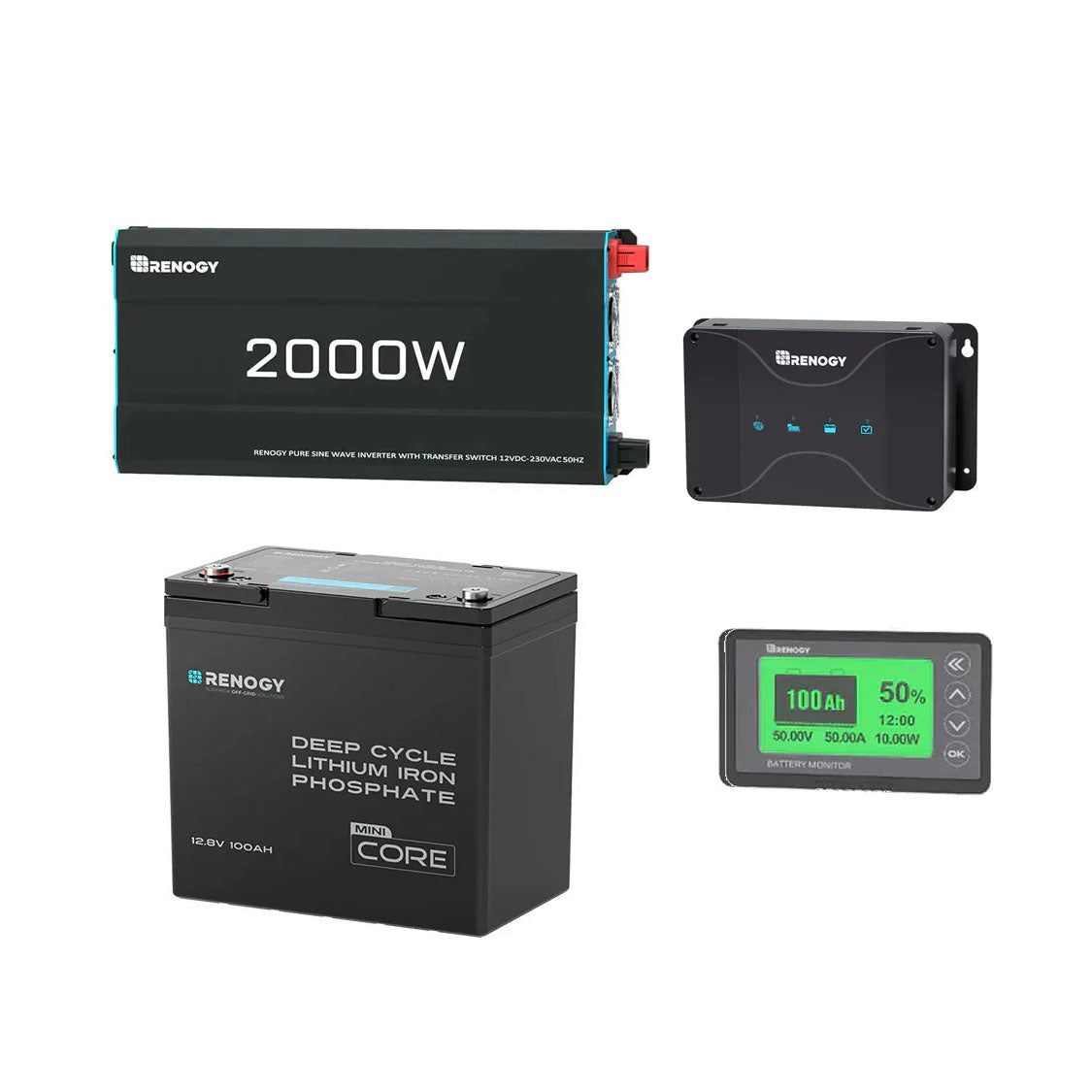 1.28kWh Motorhome Power Kit | 100Ah LiFePO4 Battery, 2000W Inverter