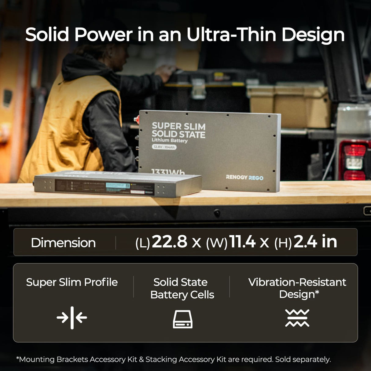 REGO - 12.8V 104Ah Super Slim Lithium Iron Phosphate Battery