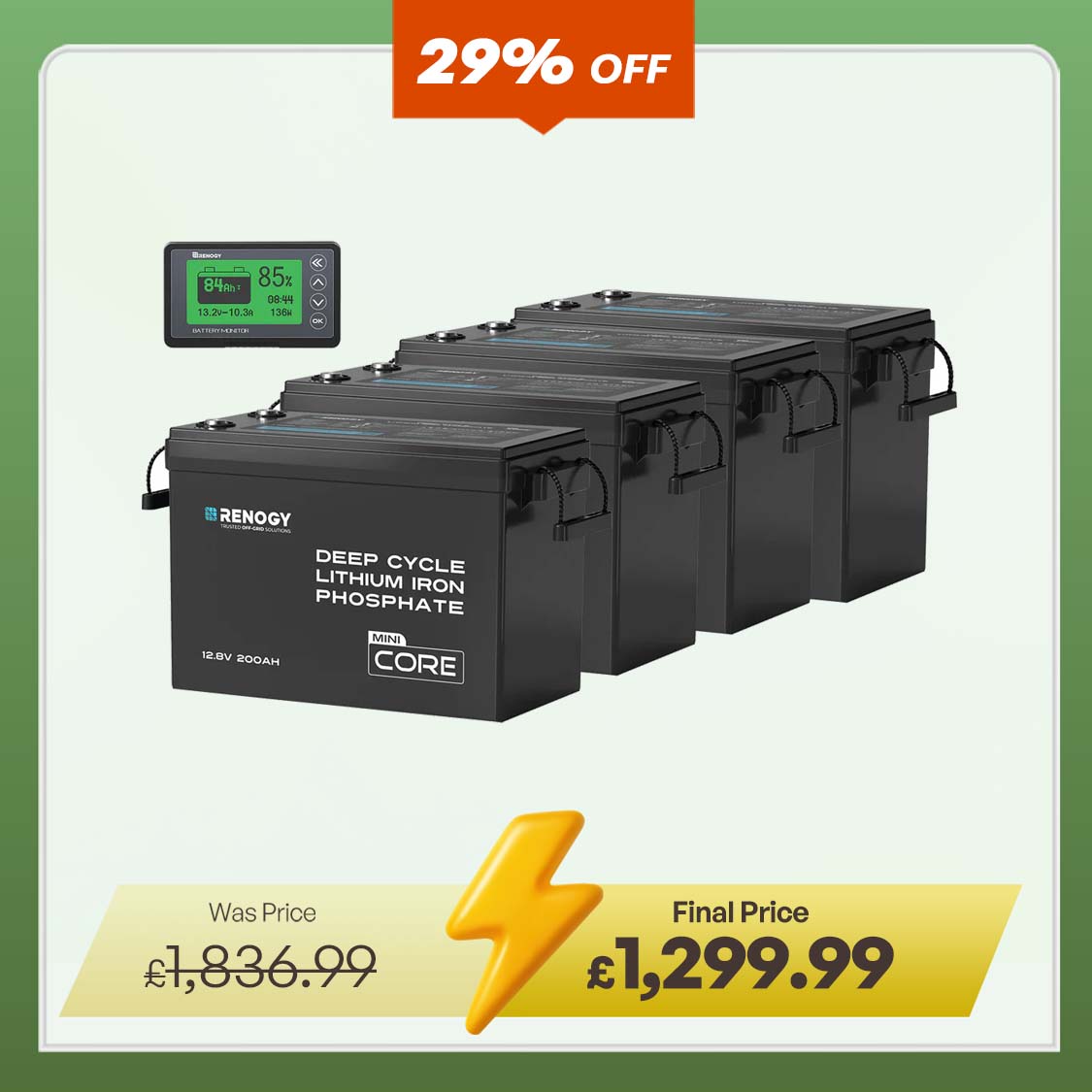 Core Mini - 12.8V 200Ah LiFePO4 Battery w/ Low-Temperature Protection