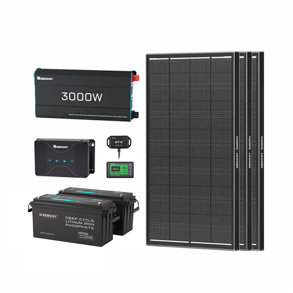 5.12kWh Power System | 200Ah LiFePO4 Batteries, 3000W Inverter