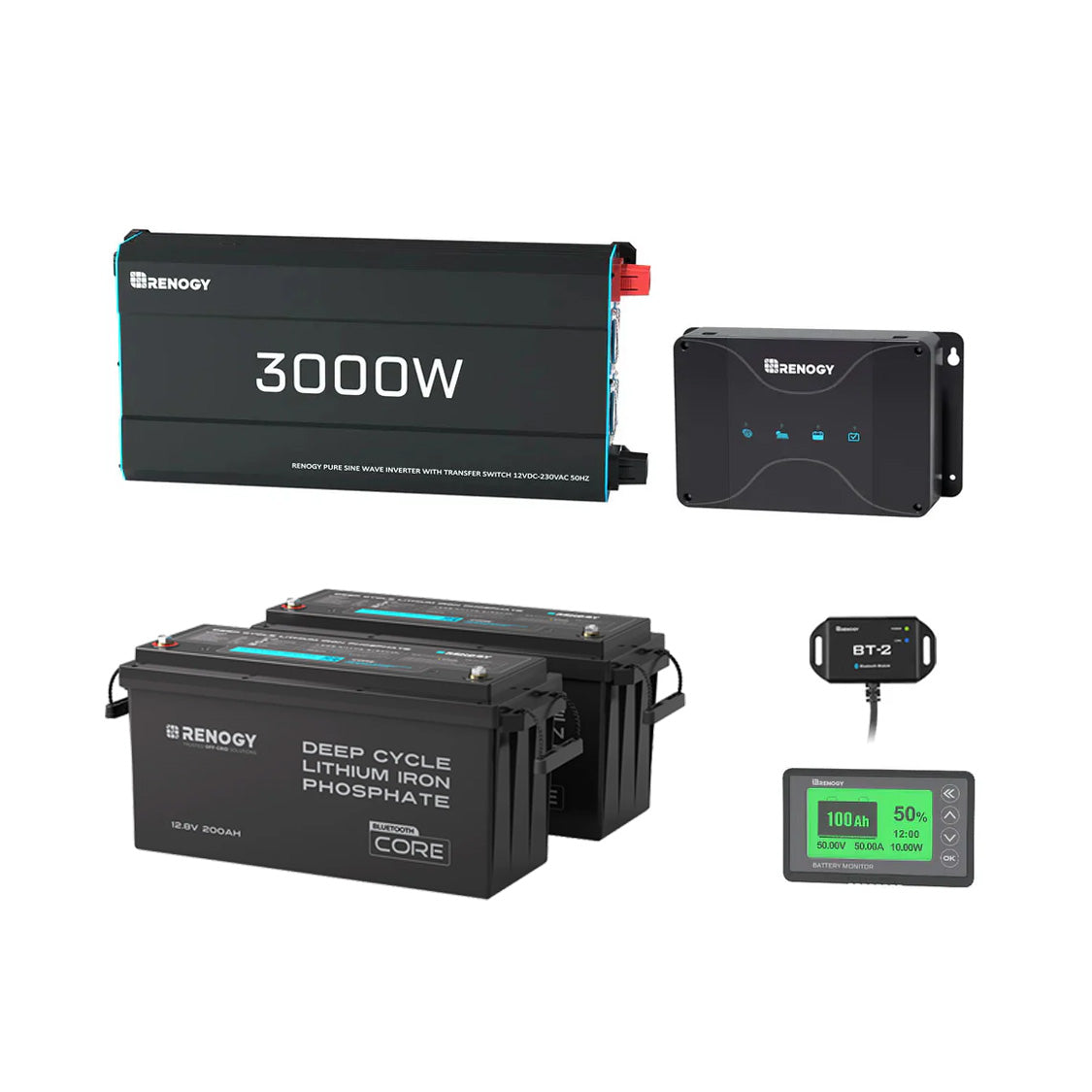5.12kWh Power System | 200Ah LiFePO4 Batteries, 3000W Inverter