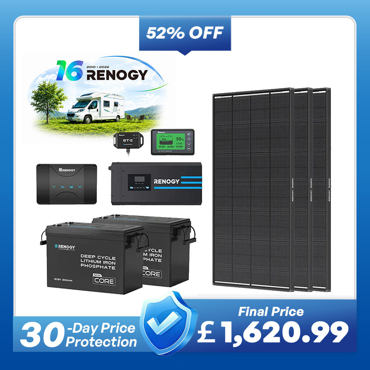 5.12kWh Power System | 200Ah LiFePO4 Batteries, 3000W Inverter