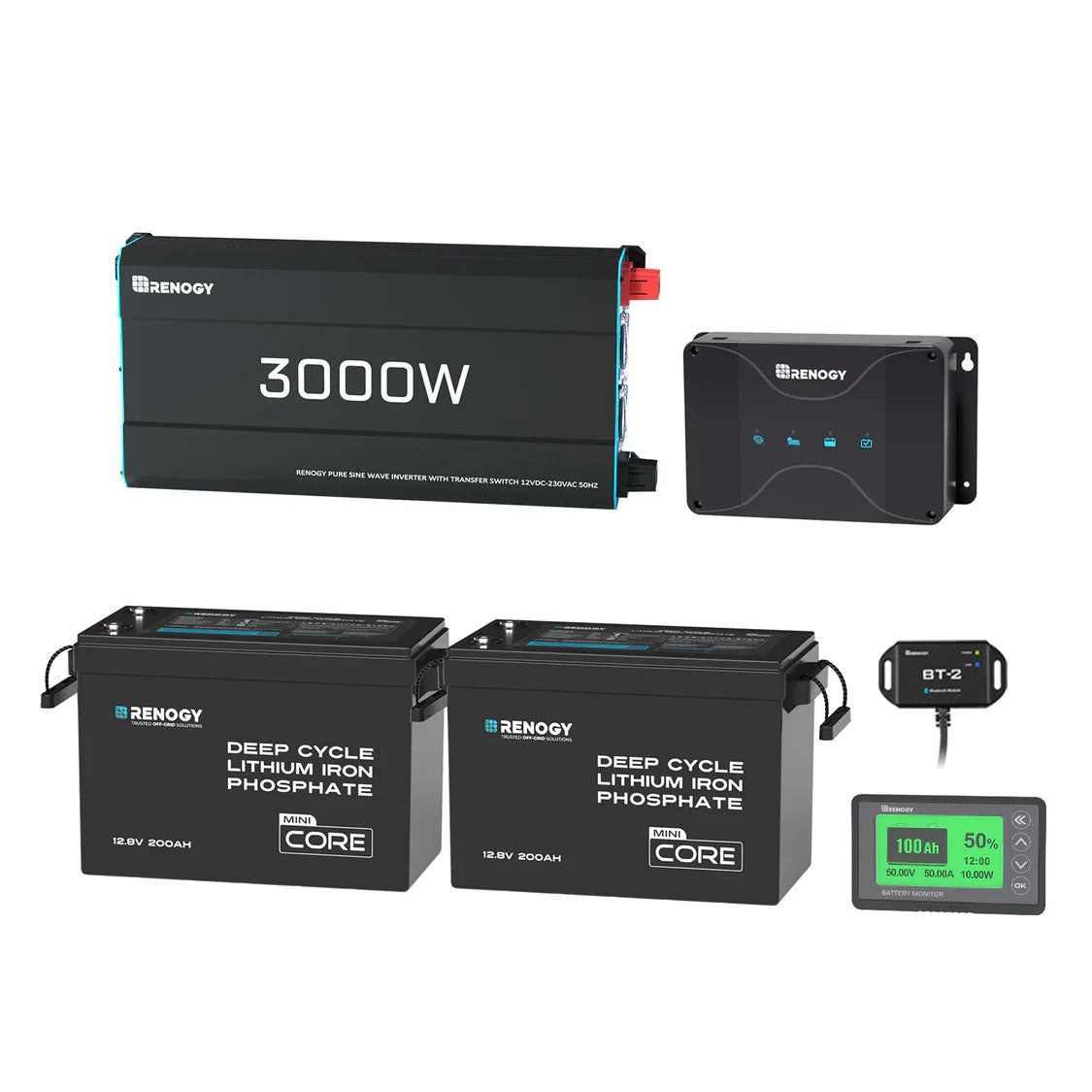5.12kWh Power System | 200Ah LiFePO4 Batteries, 3000W Inverter