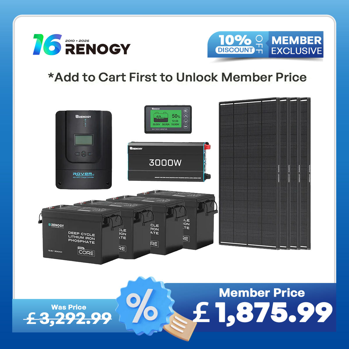 10.24kWh Off-Grid Power Kit | 3000W Inverter, 60A MPPT