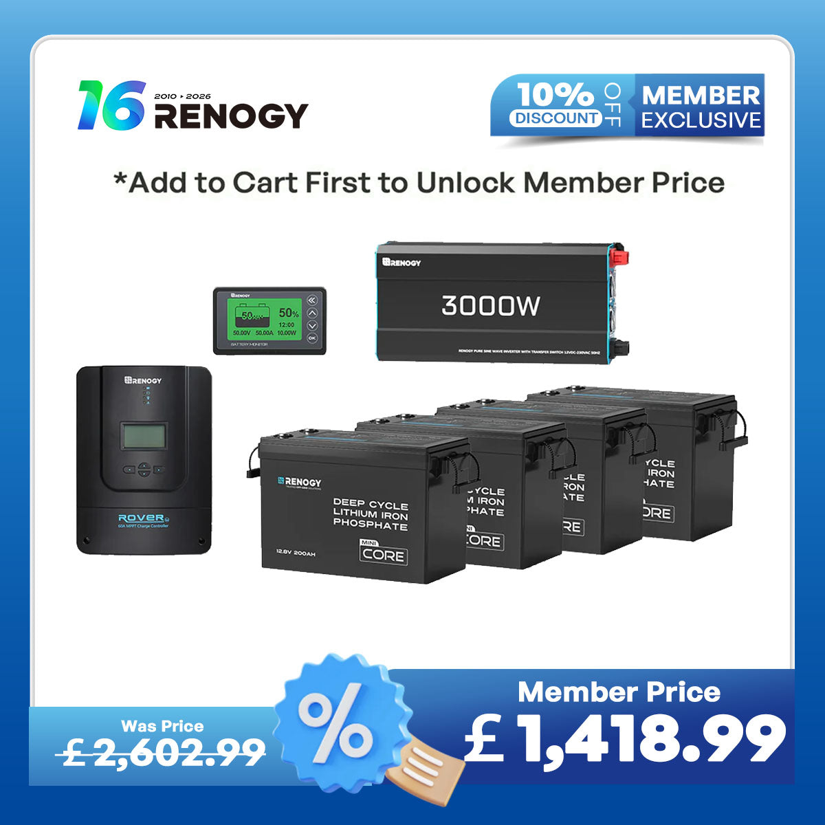 10.24kWh Off-Grid Power Kit | 3000W Inverter, 60A MPPT