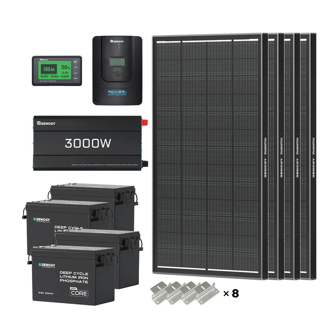 10.24kWh Off-Grid Power Kit | 3000W Inverter, 60A MPPT