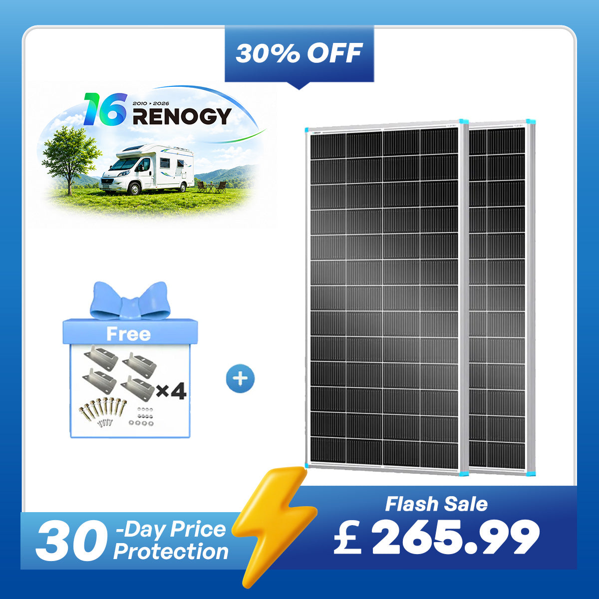 12V 200W 16BB N-Type High Efficiency Monocrystalline Solar Panel