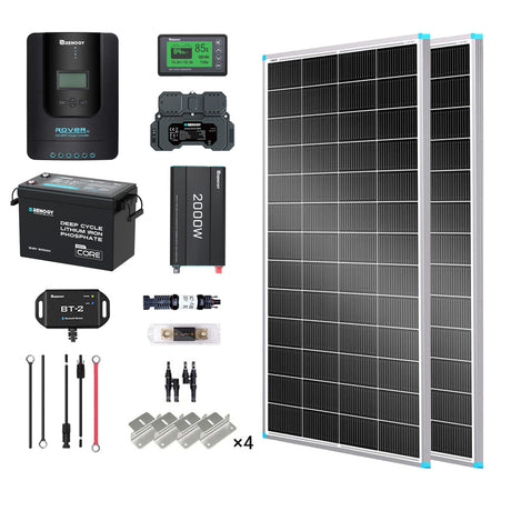 2Kwh 400W 12V Solar Panel System w/Solar Panel, Battery, Inverter and Charge Controller