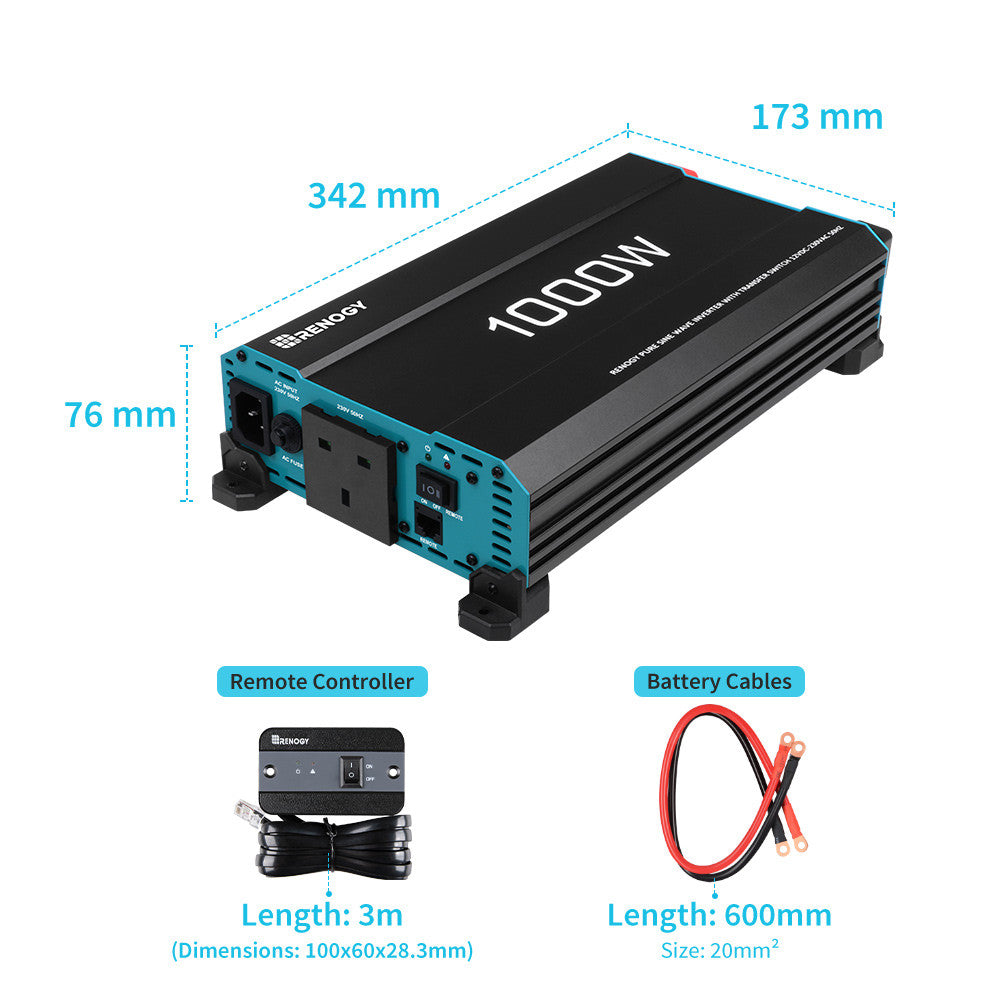 1000W 12V to 230V Pure Sine Wave Inverter (with UPS Function)
