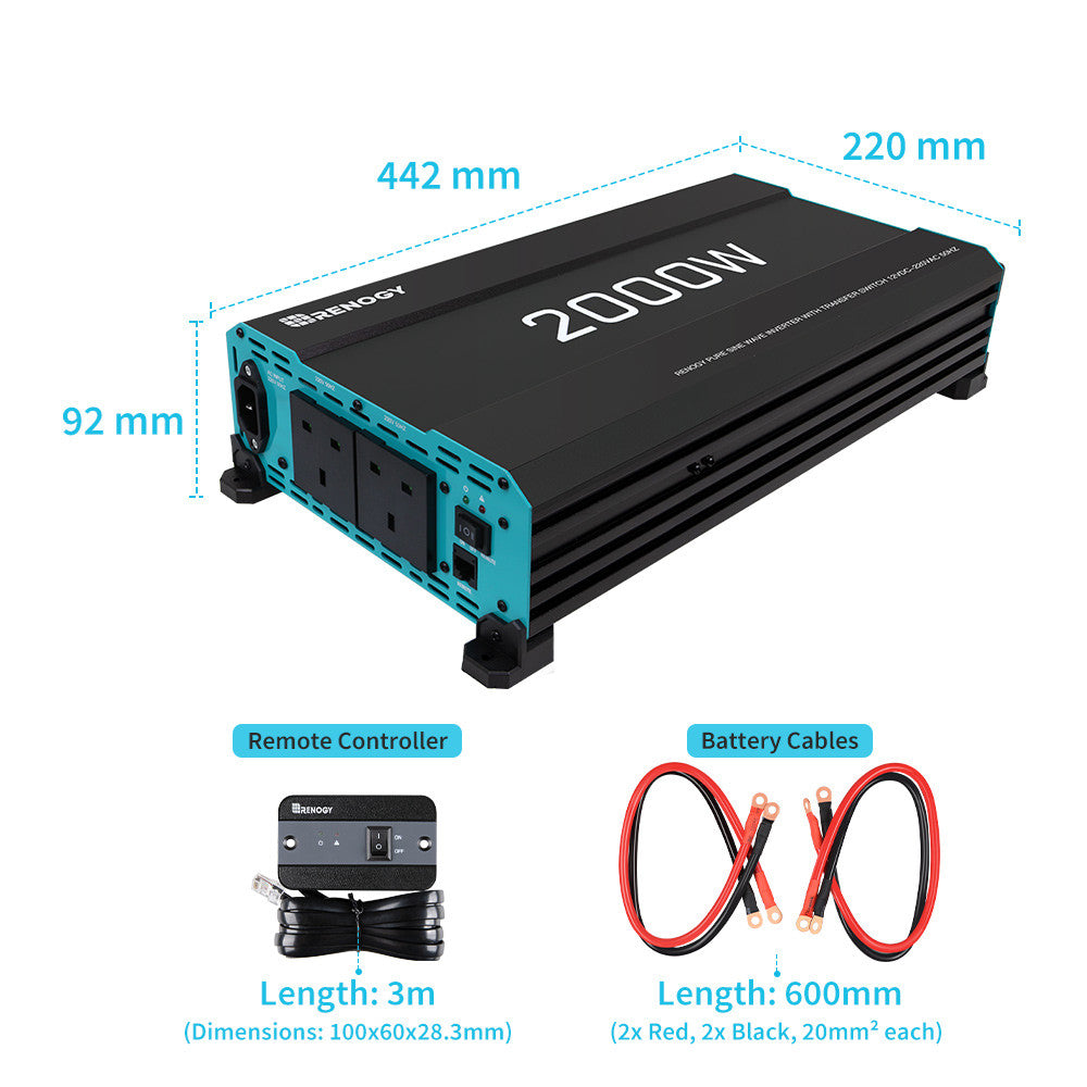 2000W 12V Pure Sine Wave Inverter With English Standard Socket (with UPS Function)