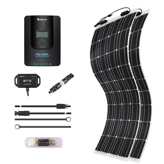 200W 12V/24V Monocrystalline Solar Premium Kit w/Rover 20A Charger Controller