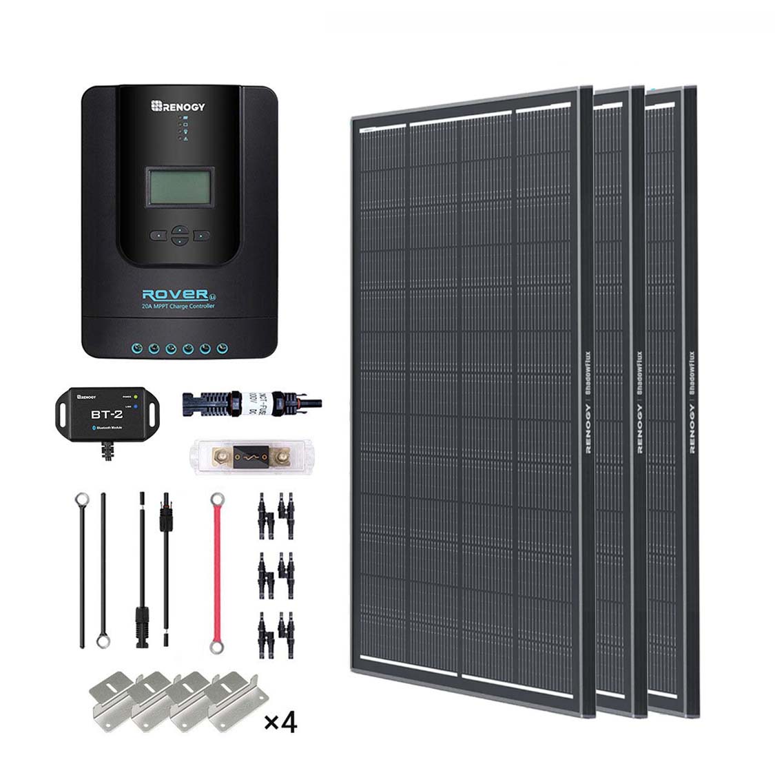 300W/360W 12V/24V Monocrystalline Solar Premium Kit w/Rover 40A Charger Controller
