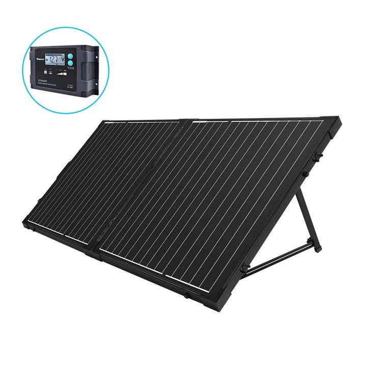 100 Watt 12 Volt Mono Foldable Portable Solar Suitcase with Voyager Waterproof Charge Controller