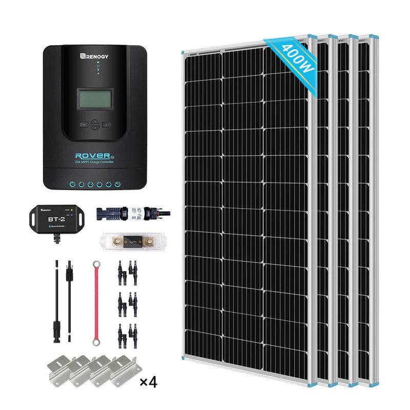 400W 12V/24V Monocrystalline Solar Premium Kit w/Rover 40A Charger Controller