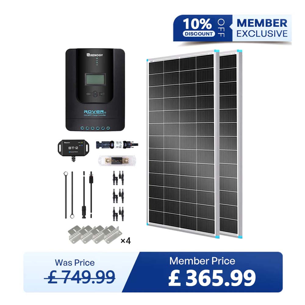 400W 12V/24V Monocrystalline Solar Premium Kit w/Rover 40A Charger Controller