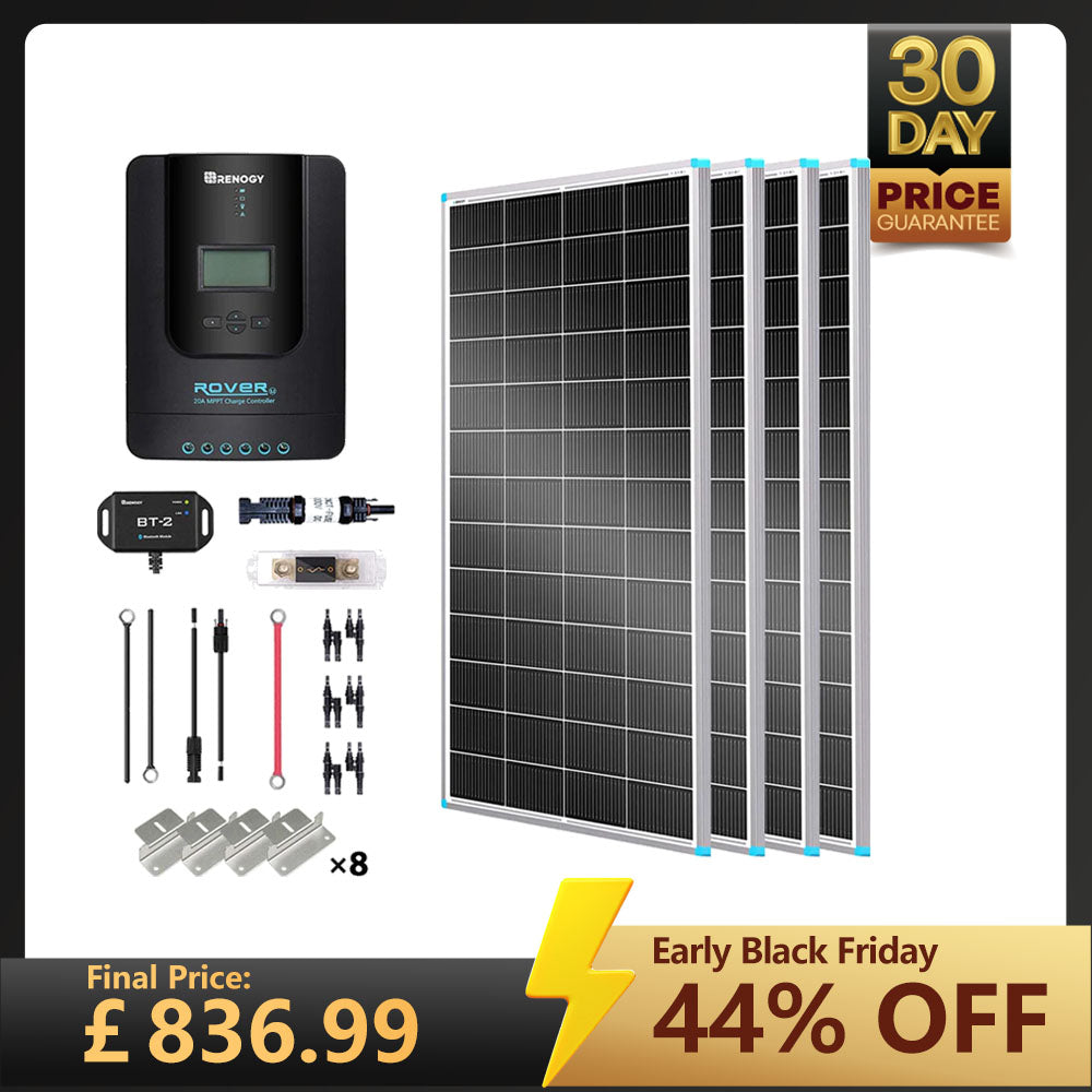 800W 12V/24V Monocrystalline Solar Premium Kit w/Rover 60A Charger Controller