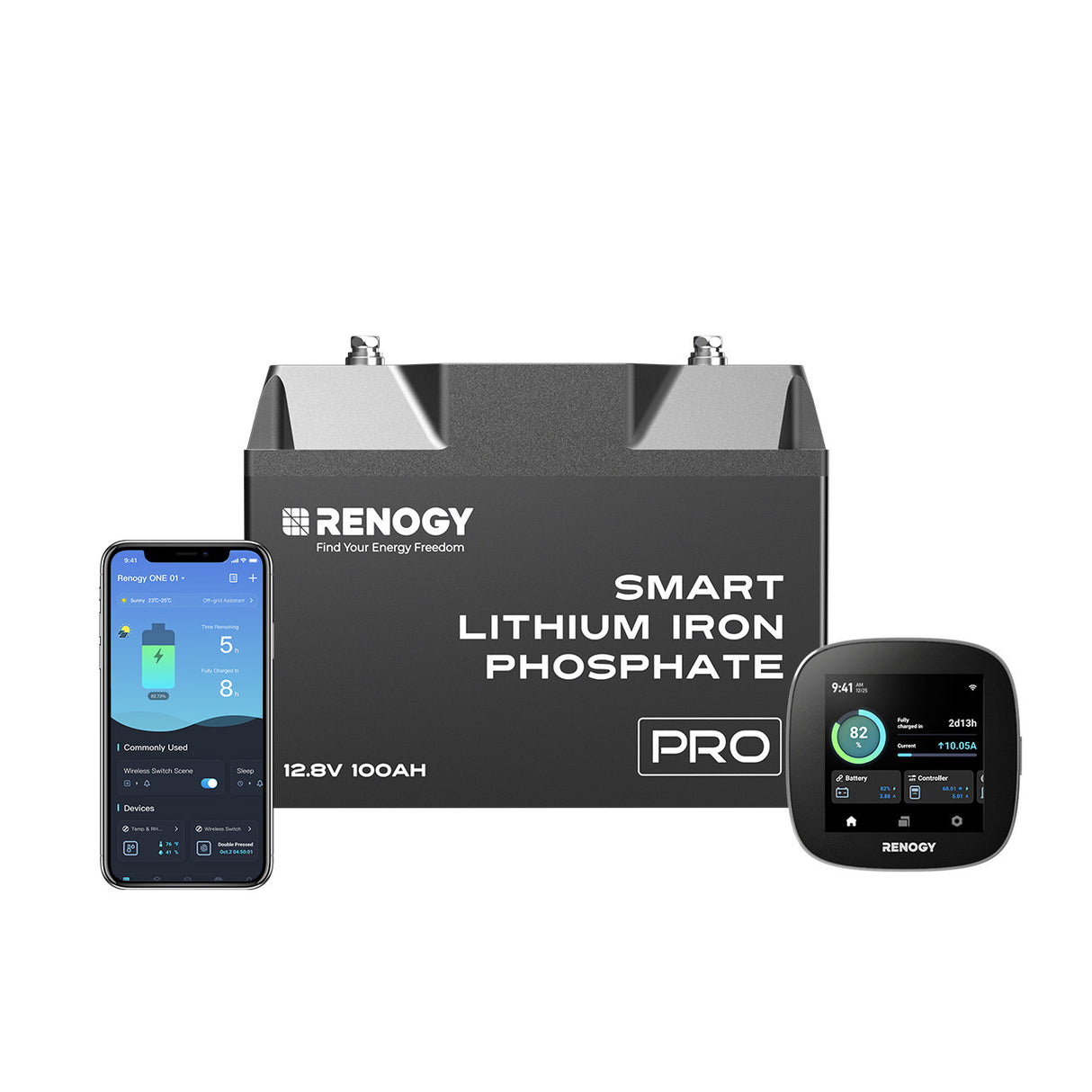 Pro-12V 100Ah Deep Cycle Lithium Iron Phosphate Battery w/Bluetooth & Self-heating Function