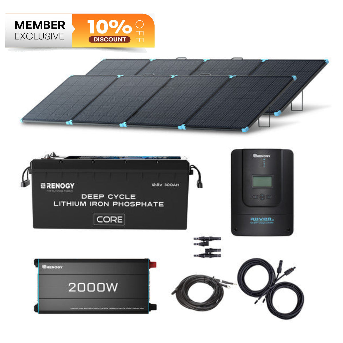 4Kwh Portable Home Backup System 800W portable solar panel 12V 300Ah Lithium Battery 2000W pure sine wave invterter
