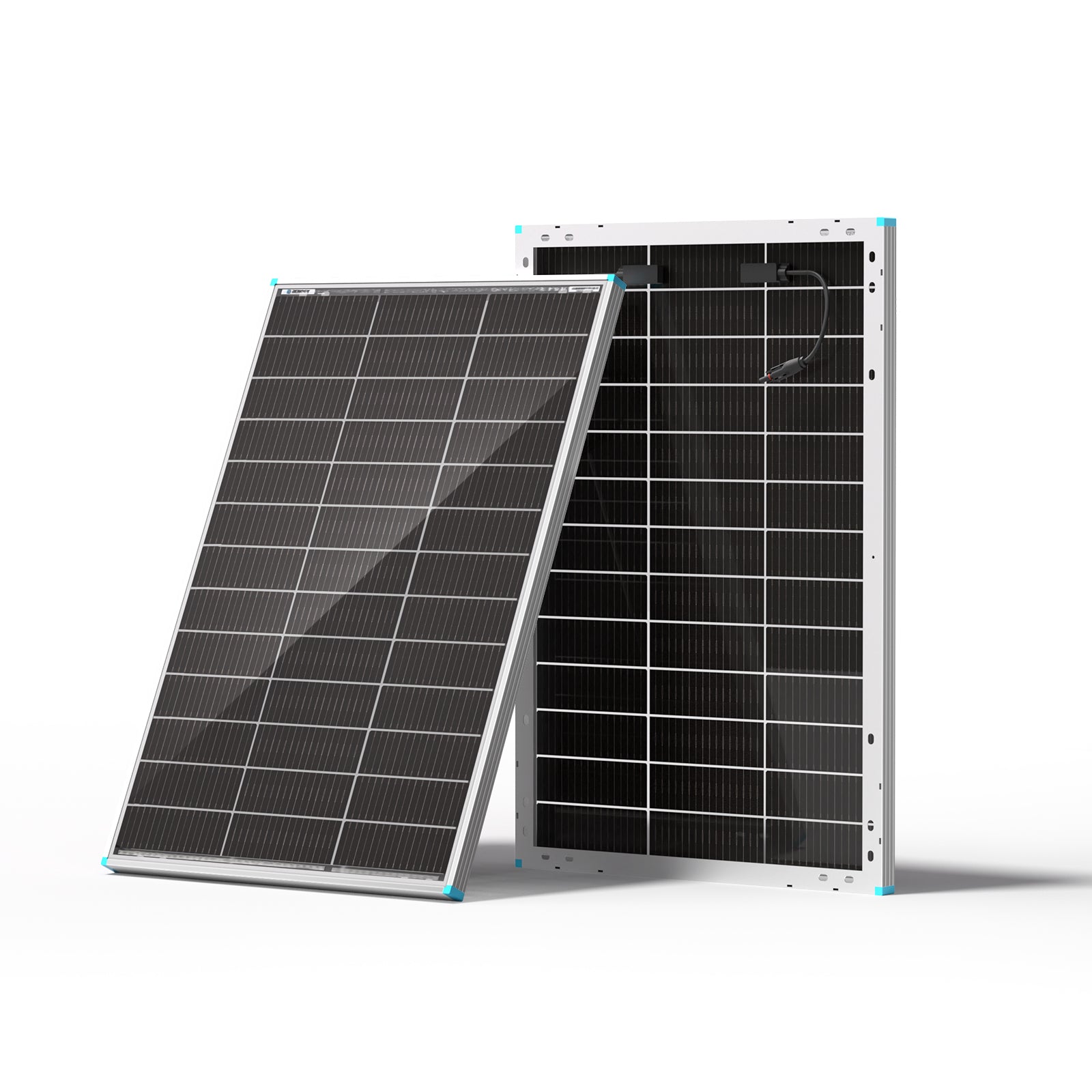 Renogy 100W N-Type Bifacial Solar Panel, front and rear view