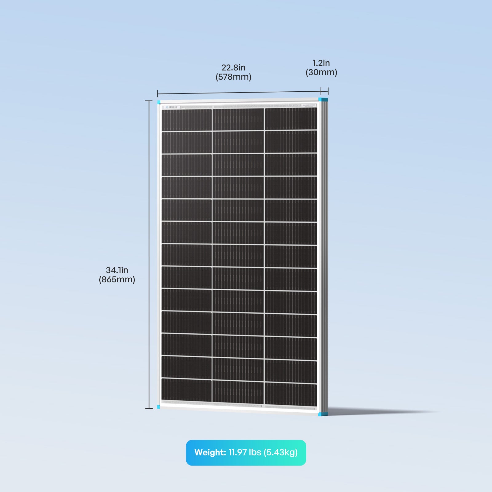 Panel dimensions and weight