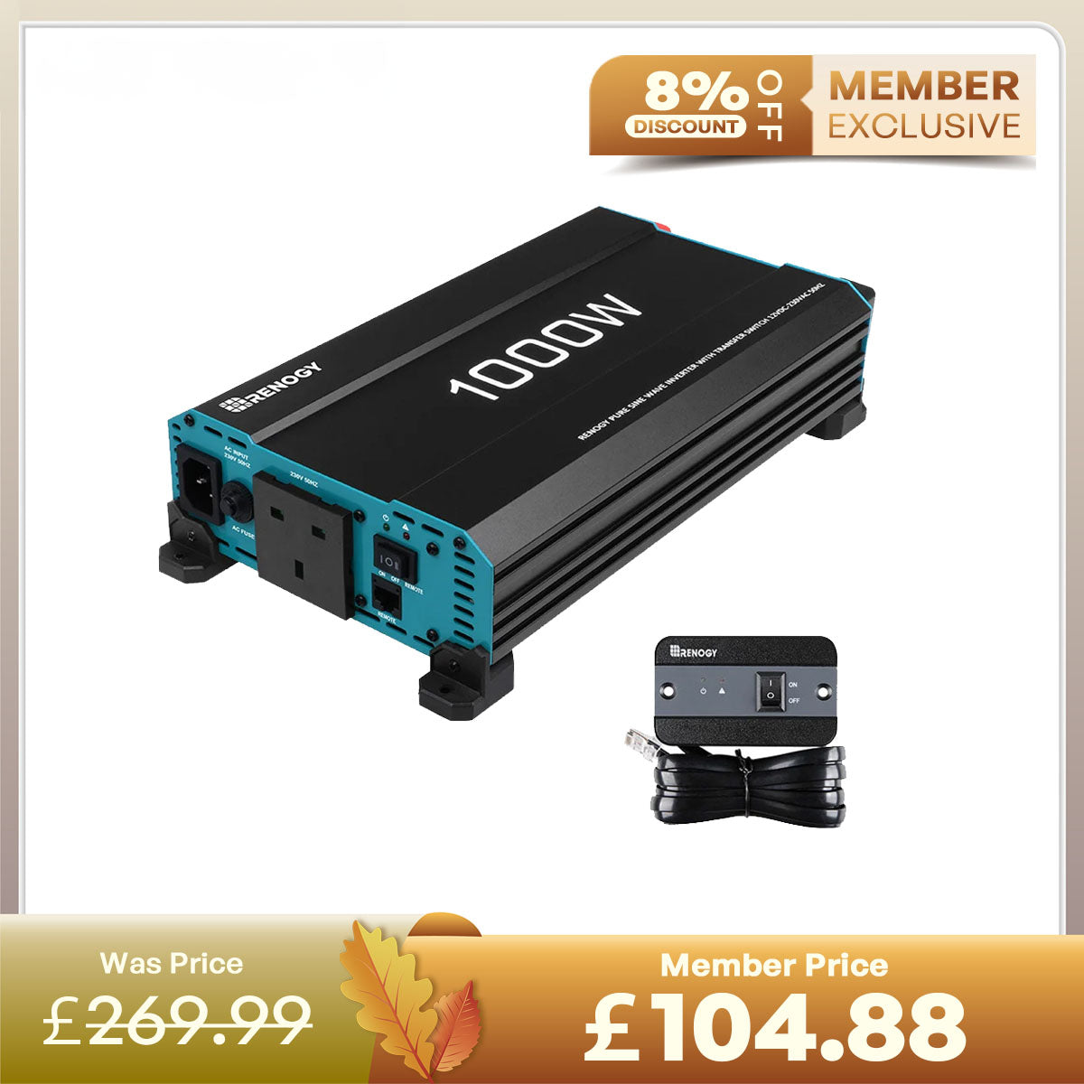 12V 1000W Pure Sine Wave Inverter with UPS Backup