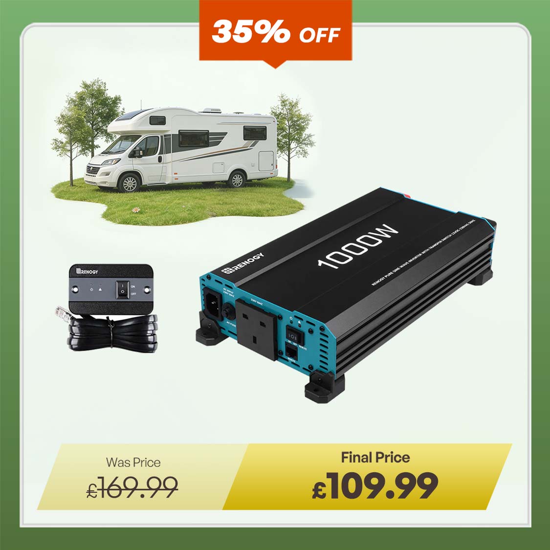 1000W Pure Sine Wave Inverter 12V to 230V with UPS Backup