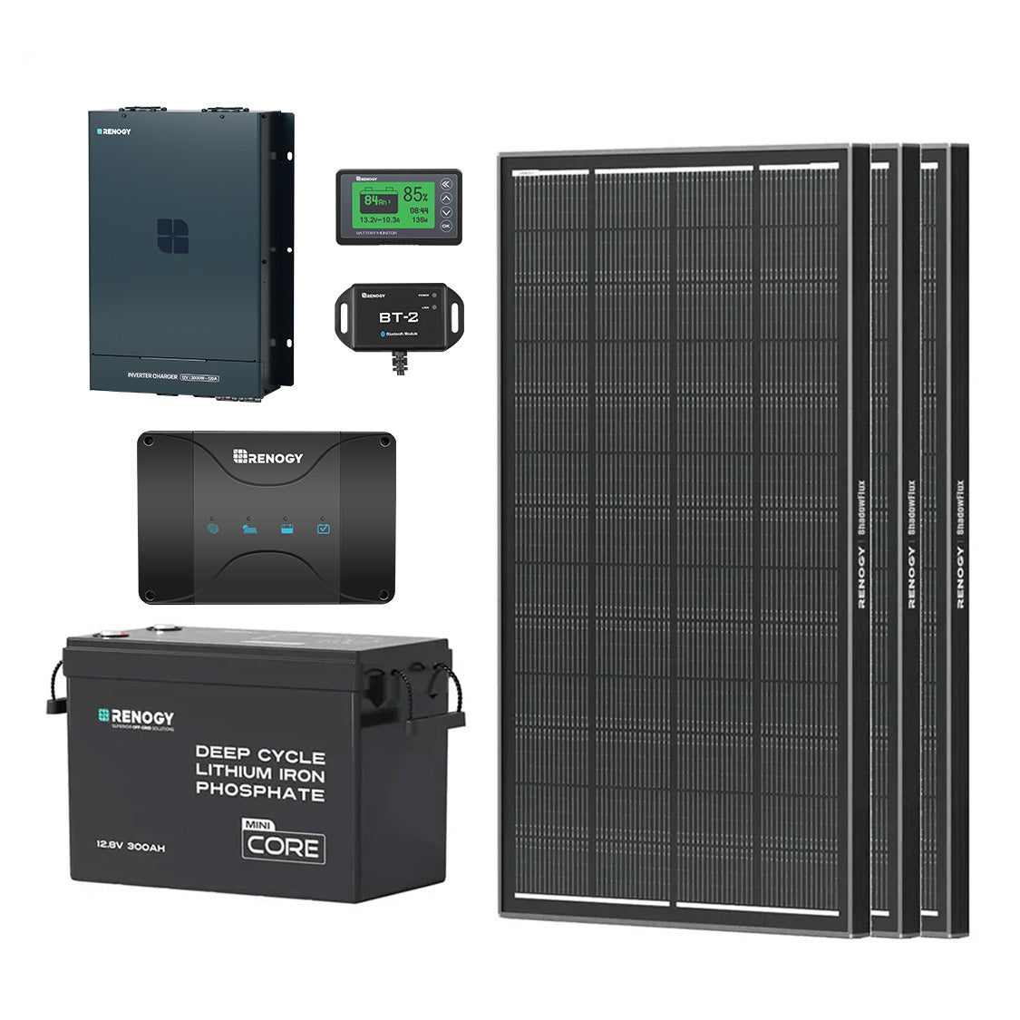 3.84kWh Hybrid Power Kit | 2000W Inverter Charger, 300Ah LiFePO4 Battery