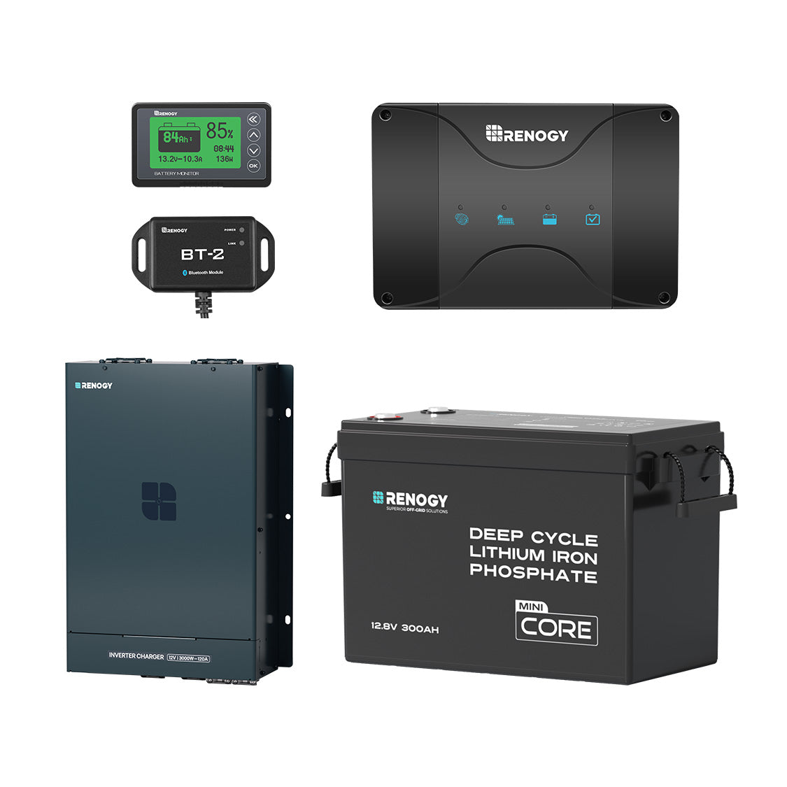 3.84kWh Hybrid Power Kit | 2000W Inverter Charger, 300Ah LiFePO4 Battery