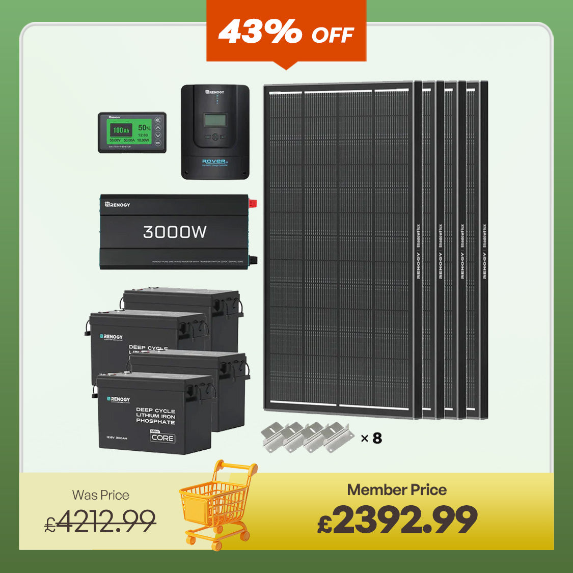 15.36kWh Off-Grid Power Kit | 3000W Inverter, 60A MPPT