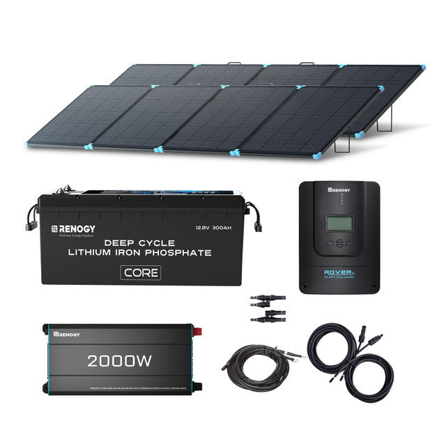 3.84kWh Portable Home Backup System 800W portable solar panel 12V 300Ah Lithium Battery 2000W pure sine wave invterter