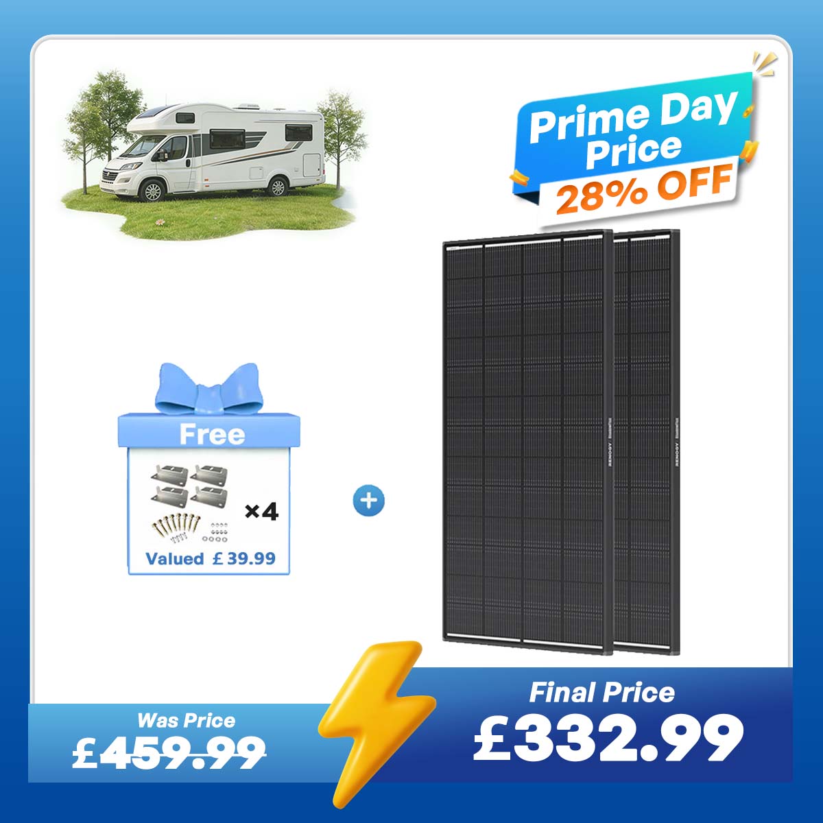 ShadowFlux 12V 200W Anti-Shading Solar Panel