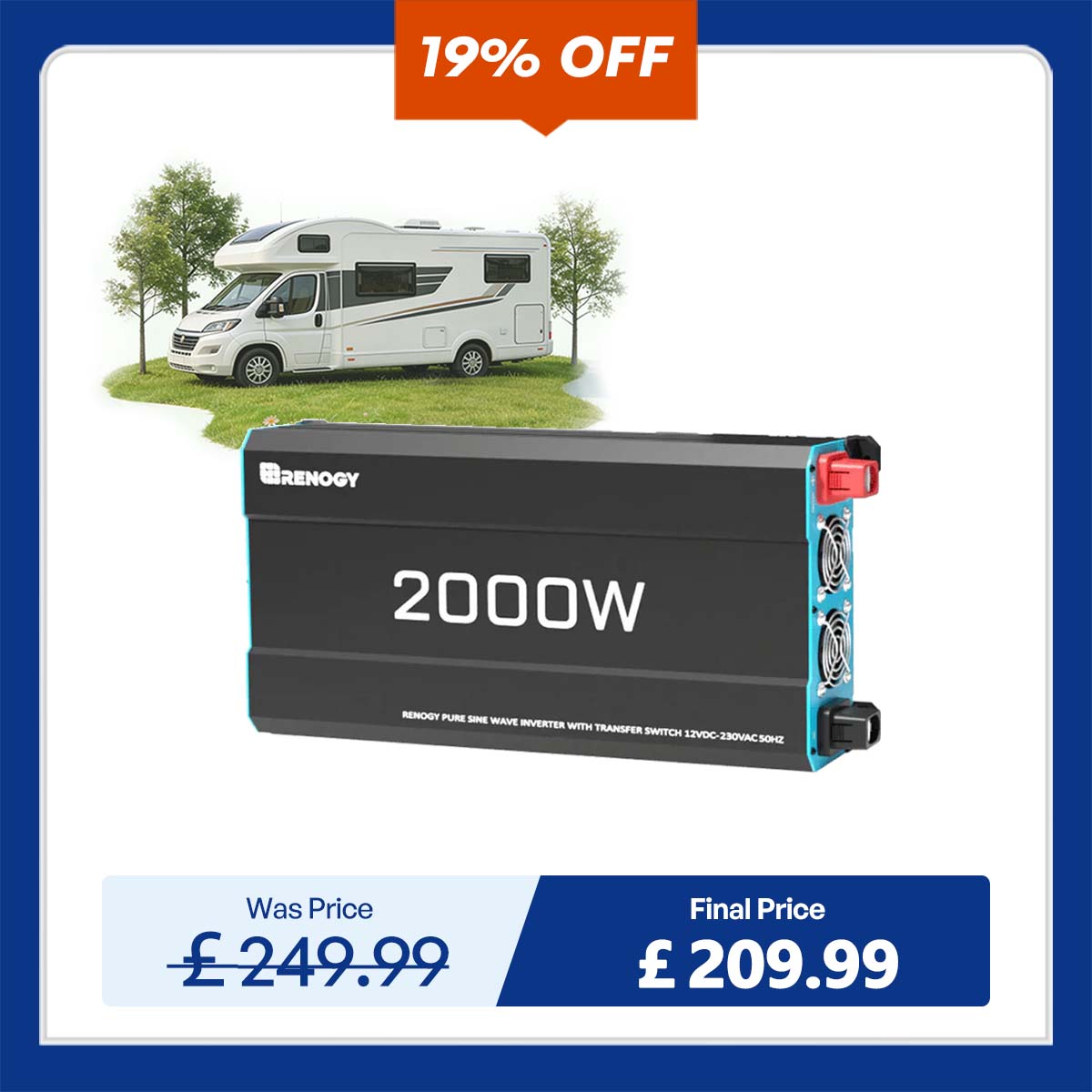 Pure Sine Wave Inverter 12V to 230V with UPS Backup 1000W / 2000W / 3000W