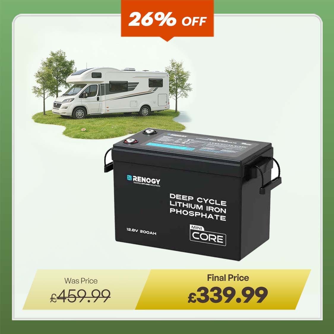 Core Mini - 12.8V 200Ah LiFePO4 Battery w/ Low-Temperature Protection