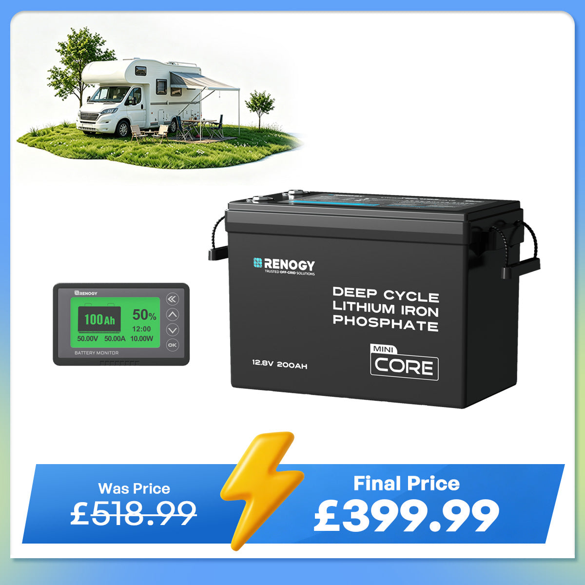 Core Mini - 12.8V 200Ah LiFePO4 Battery w/ Low-Temperature Protection
